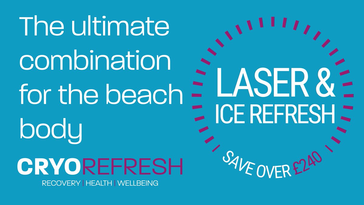 CryoRefresh's tweet photo. Why not try our Laser &amp; Ice Refresh Package. The ultimate combination for the beach body; hair reduction + weight loss, skin rejuvenation – burn up to 800 Calories for 8 sessions, only £1,399.99 (saving over £240!)

#cryo #wholebodycryotherapy #cryorefresh #laserhairremoval https://t.co/wjyYFN2HwE