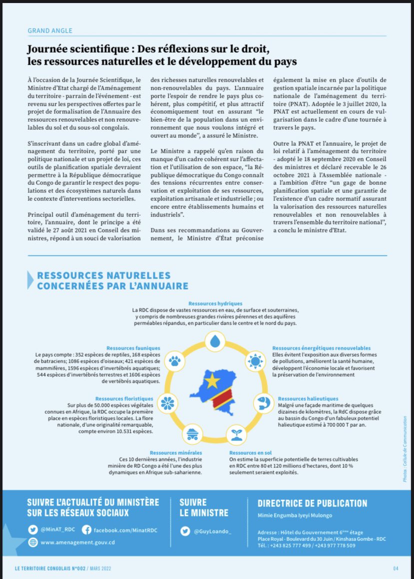 beni_musheni's tweet photo. #RDC :Mars 2022 | Aménagement du Territoire ,En droite ligne avec la vision du PR05 @fatshi13, sous la conduite du PM @LukondeSama , S.E @GuyLoando_ , poursuit ses actions, Je vous invite à lire ses actions de mars 2022 .@AndyBemba @CybelleKamba @Sharufa_ https://t.co/FkiBHlt5N1