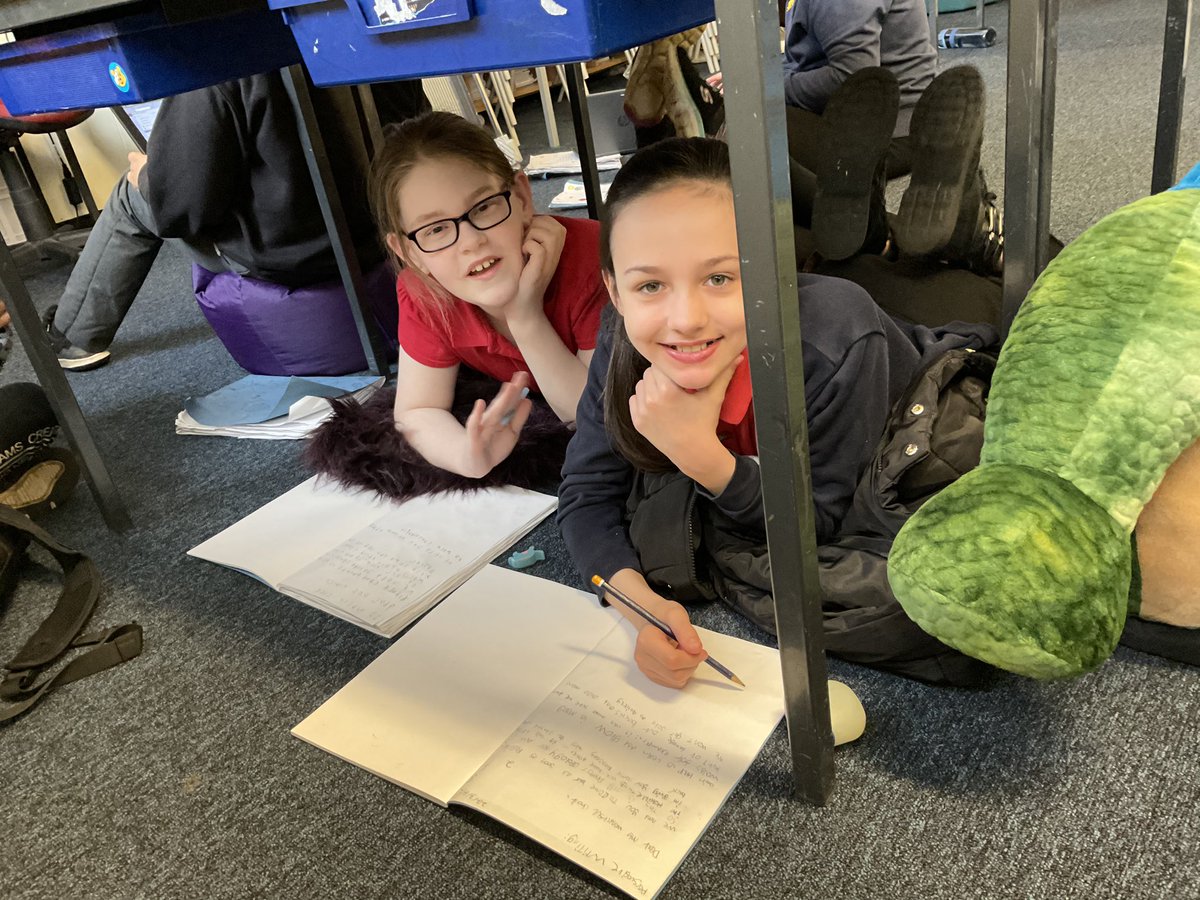 MissThomson2020's tweet photo. We had to get creative with where we sat to write our letters- fortunately the blankets and pillows decided not to strike! https://t.co/kBwepeqLS9