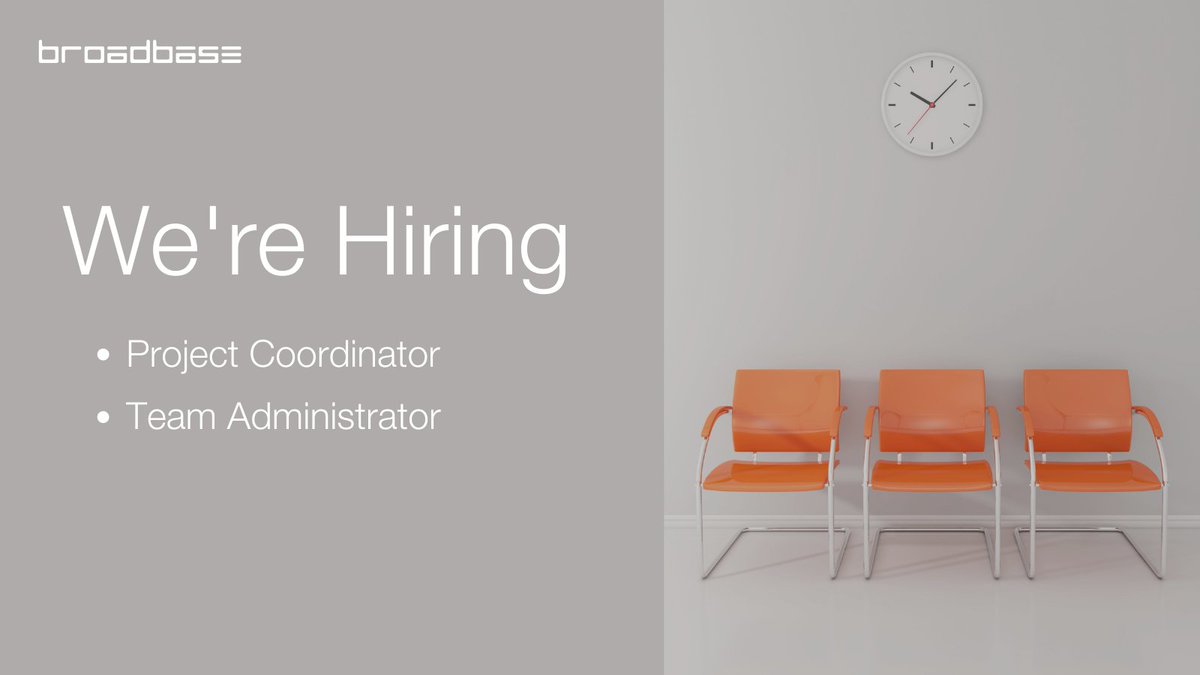 Broadbase are #Hiring! Our team in #Kingsbridge is expanding and we are currently looking for a full-time #ProjectCoordinator and full-time Team #Administrator.
Interested in joining the Broadbase team? See full job profiles here - broadbasefs.co.uk/our-approach/w…
#Recruiting  #devonjobs