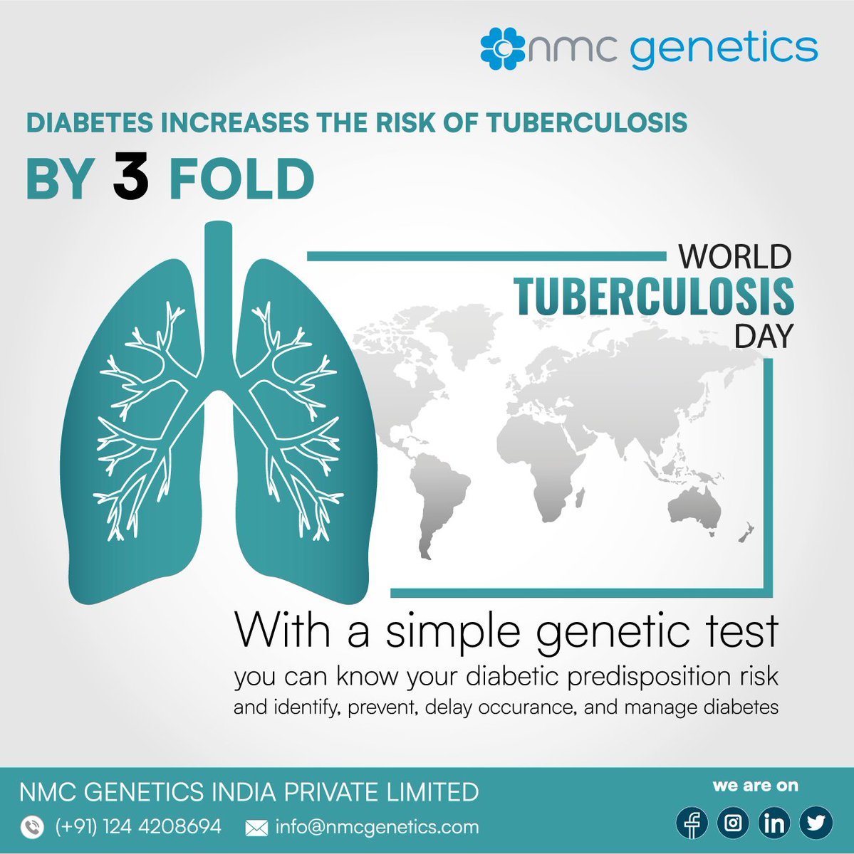 NeotechworldLab's tweet photo. World Tuberculosis Day!
#worldtbday #investtoendtb #diabetesgenetics #predisposition #genetictesting #genomics https://t.co/142zsCADY2