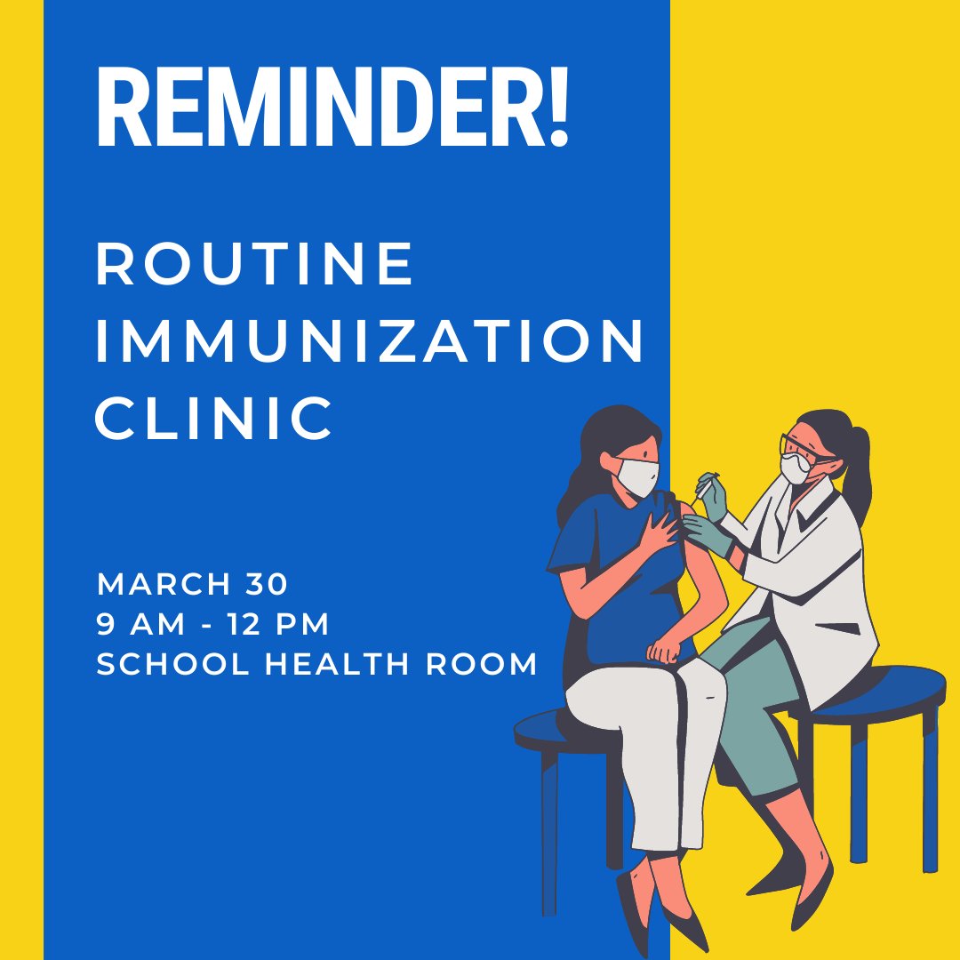 asdallen's tweet photo. Allen HS Families! Allen HS will host a routine immunization clinic for students out of compliance with required vaccines. This is not a COVID vaccine clinic. If you have a received a parental consent form, please return it to the health room ASAP! https://t.co/4vrGym4TFM