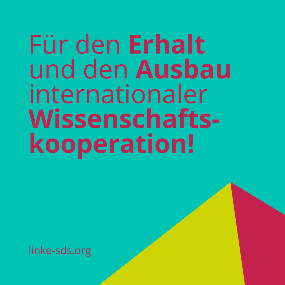 Wir finden übrigens, dass wissenschaftliche #Kooperation jetzt erhalten und ausgebaut, nicht abgebaut werden sollten. Den ganzen Text findet Ihr hier: linke-sds.org/aktuelles.