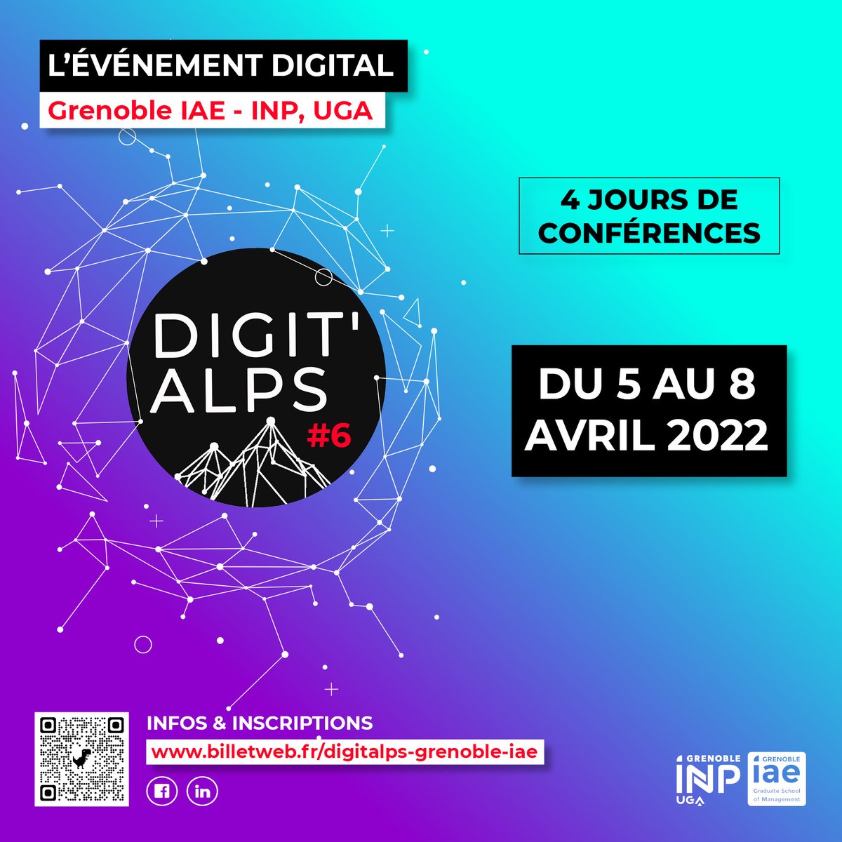 [DIGIT'ALPS 🚀]
Cryptomonnaies, communication politique, harcèlement, marketing d'influence...

L'événement Digit'Alps est de retour pour une 6ème édition 100% en ligne du 5 au 8 avril 2022 ! 🔥

Inscriptions : swll.to/kRydh1E