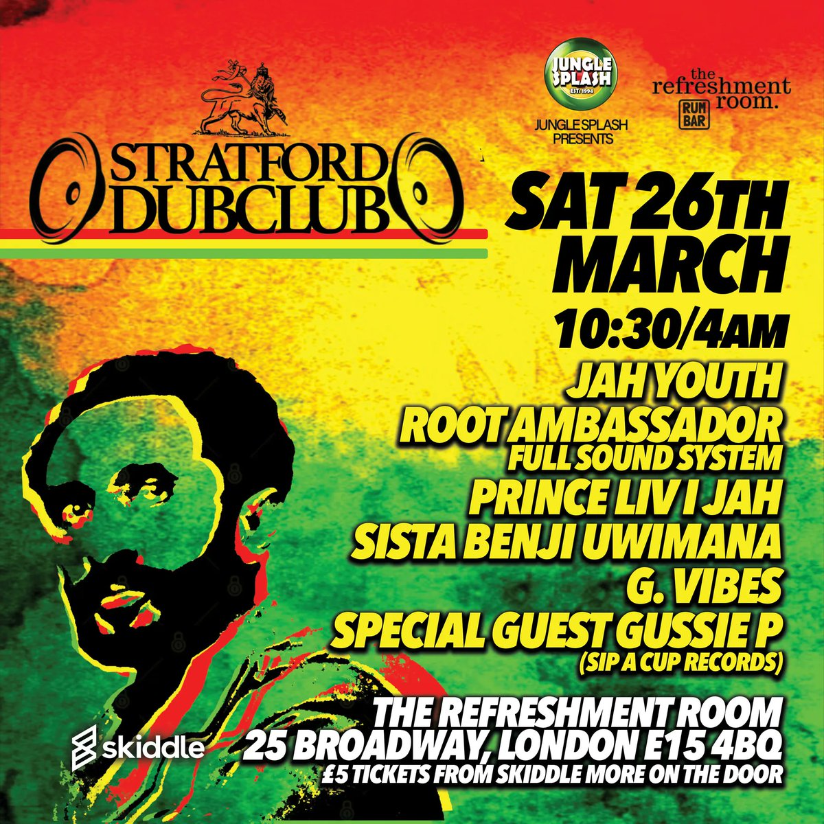 Greetings Sistrins n Bredrins all roads lead to <a href="/JAHYOUTHSOUND1/">JAH YOUTH_SOUND</a> this Saturday with Full Sound 🔊🔊🔊
4 🎟 🎟 🎟 n Info 👇🏾👇🏻👇
skiddle.com/e/36032128