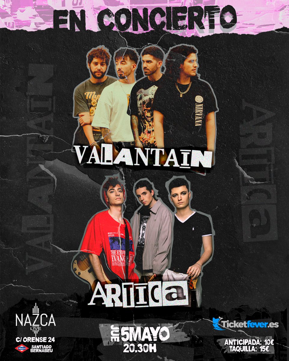 HOLA BUENOS DIAS

YA
YA
YA
YAESTANALAVENTA!!!!!! 

LAS ENTRADAS PARA EL PRIMER CONCIERTO DE VALANTAIN EN SALA

CARA A CARA

OS QUEREMOS VER

ticketfever.es/es/events/vala…