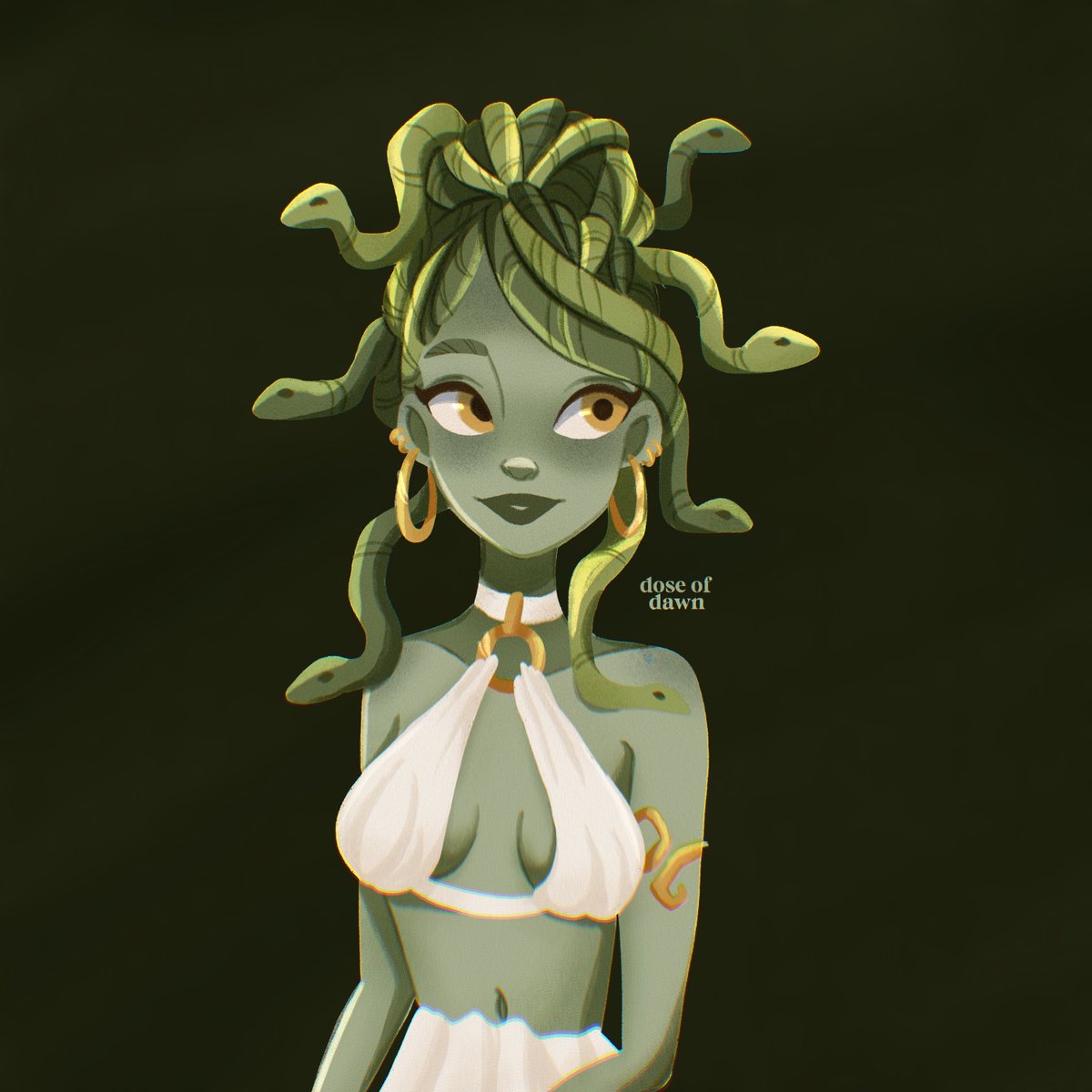 DoseofDawn111's tweet photo. My entry for @livish.art #dtiyschallenge

#livishmedusa #characterdesign #characterart https://t.co/gwxVIsZhjy