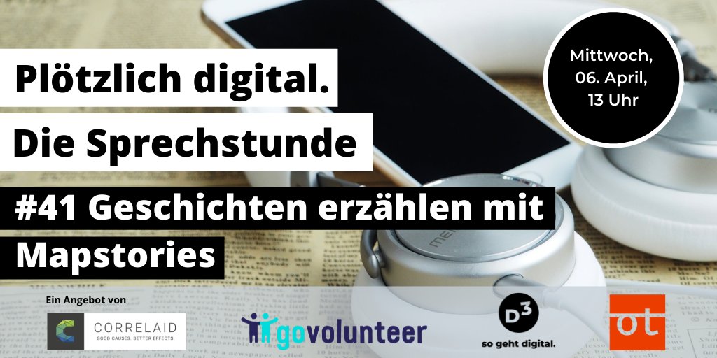 📅💻 Im April heißt es wieder #PlötzlichDigital. Diesmal zeigt uns Tore Süßenguth von Vamos e.V. das Storytelling-Tool Mapstories, mit dem sich globale Zusammenhänge auf interaktiven Karten visualisieren lassen. + #OpenSource 

Zur Anmeldung 👉 t1p.de/ffbt