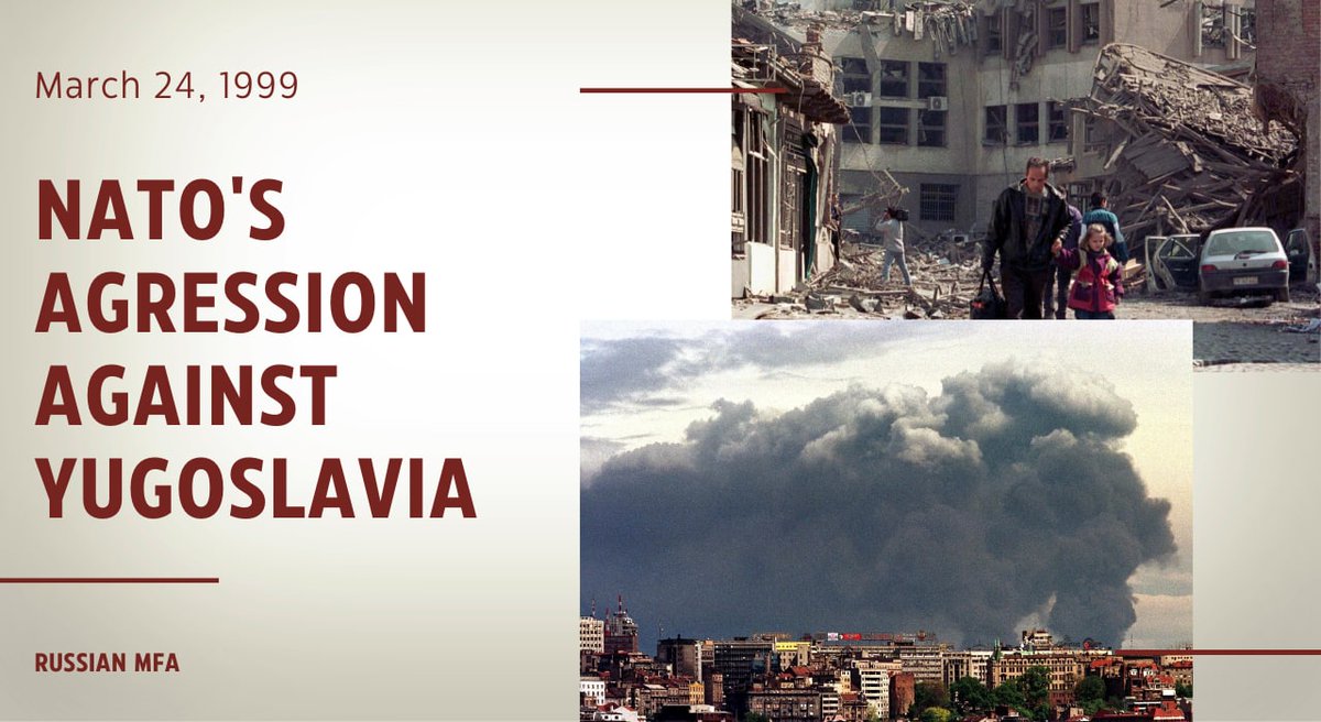 mfa_russia's tweet image. 💬#Zakharova: 23 years ago #NATO launched aggression against #Yugoslavia, a European country, member of the @UN, the @OSCE and other multilateral platforms.
 
❗️ It was then that the West, with its own hands, destroyed the foundations of post-war European security.
