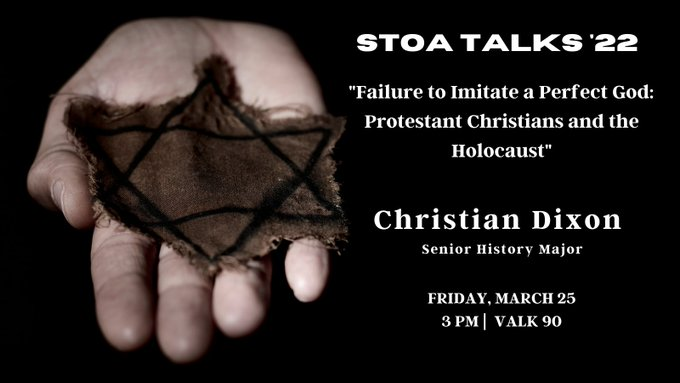 First STOA talk of the semester!
Friday 3/25
3 PM | Valk 90