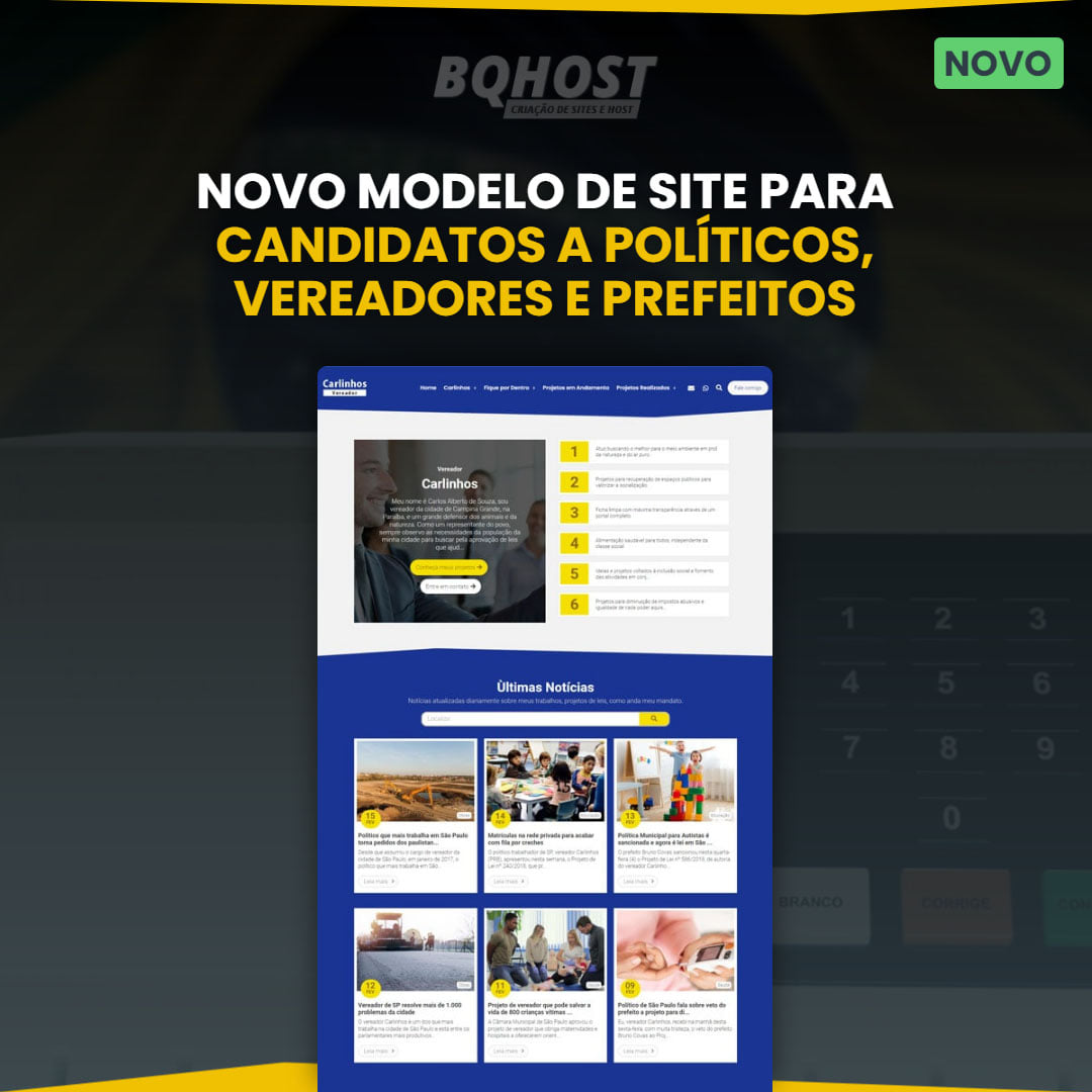 bqhost's tweet photo. Liberado em nossa plataforma o modelo de sites Carlinhos, um site criado para candidatos políticos, vereadores, prefeitos ou deputados que desejam expor suas ideias, projetos na internet.

Veja mais detalhes sobre o modelo Carlinhos em: https://t.co/x9qxRwbdmx https://t.co/YzZdgLUrlc