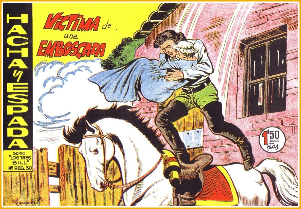 MuseodelComic's tweet photo. Otro tebeo de los grandes… 𝐇𝐀𝐂𝐇𝐀 𝐘 𝐄𝐒𝐏𝐀𝐃𝐀 impresa en los años 60 por Editorial Maga (Editorial fundada en 1951 por Manuel Gago) y dibujado por Armando Sánchez (1924·1984). De género de aventuras, obtuvo una muy buena aceptación entre los jóvenes de la época. https://t.co/FeVEygzYnd