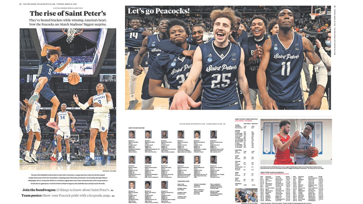 BrittneyDavies's tweet photo. In @starledger today, a commemorative section on the Peacocks' wild ride, including a poster page for fans. https://t.co/3N6YELyYEW