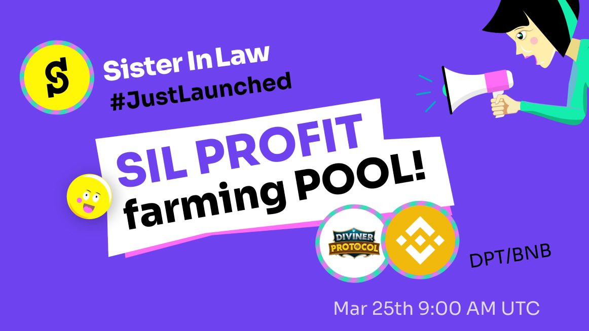 SIL will support the DPT/BNB Single token LP farming on Mar 25th 09:00 AM UTC.

🧐Each user only needs to stake one token to join LP pairing mining! 

🤩Stake your $DPT or $BNB to grab high APR!

🟡Join the mining now:
sil.finance/vault

🤩Enjoy High APR!
<a href="/DivinerProtocol/">Diviner Protocol | Building Metaverse</a>