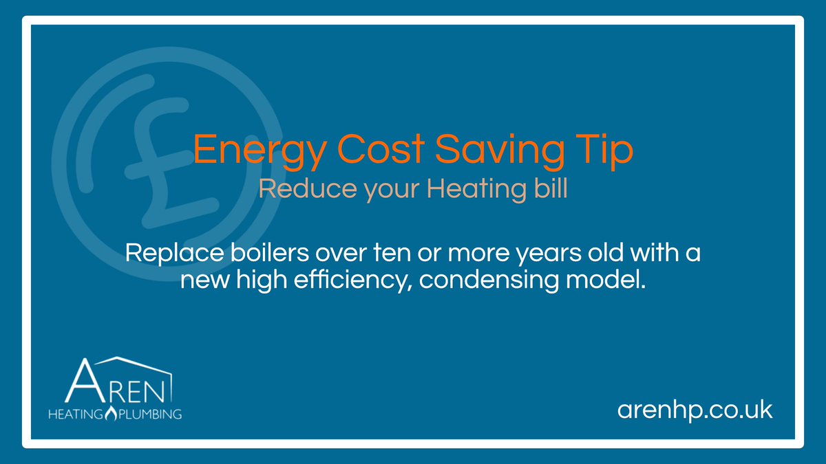 ArenHeating's tweet image. The first in our series of Energy Cost Saving Tips.

💸 Replace boilers over ten or more years old with a new high efficiency, condensing model.

👉 See our energy cost-saving blog post for the full list of tips - arenheatingplumbing.co.uk/energy-cost-sa…

#energybill #energysaving #reducebill