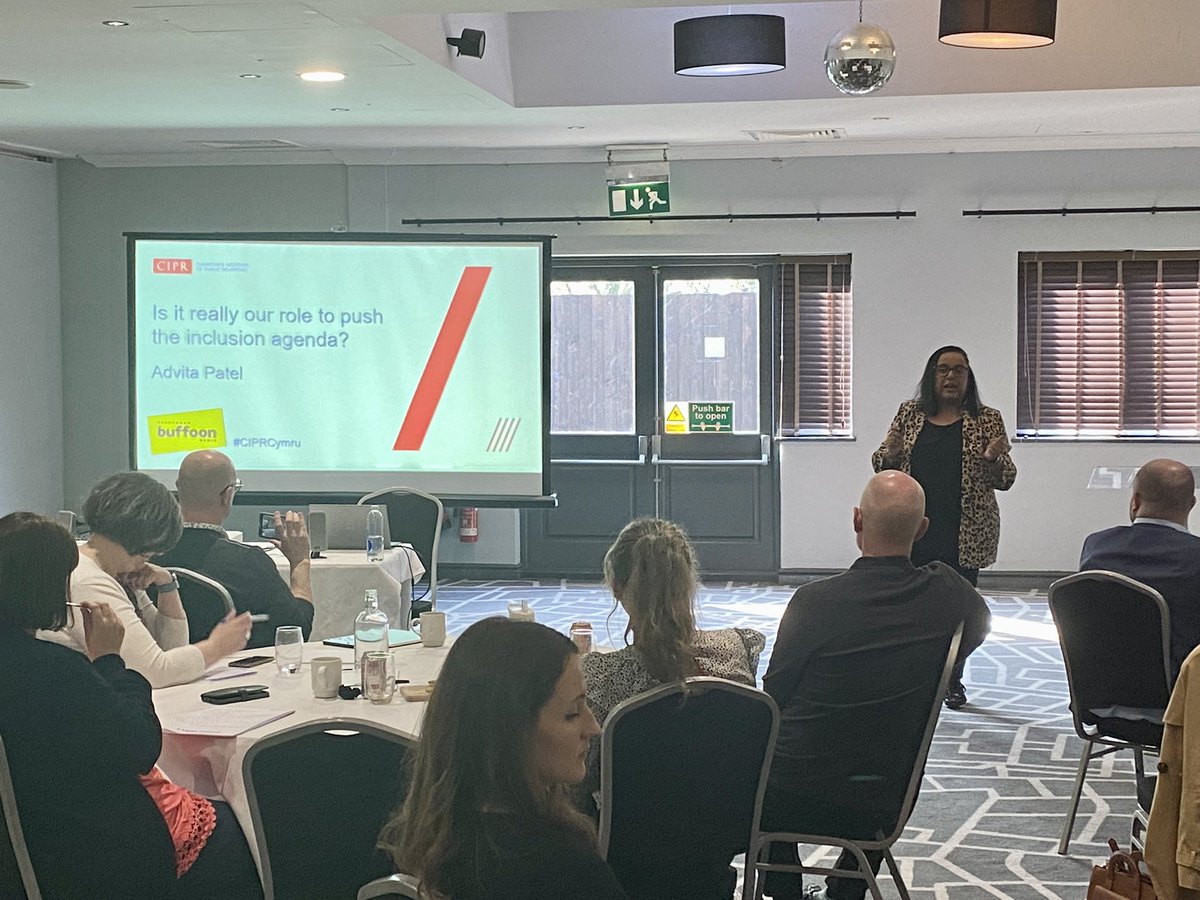Last but very much not least is <a href="/Advita_p/">Advita CommsRebel</a> asking us all “is it really our role to push the inclusion agenda?” 

We’ve been looking forward to this 💥👏🏻

#CIPRCymru