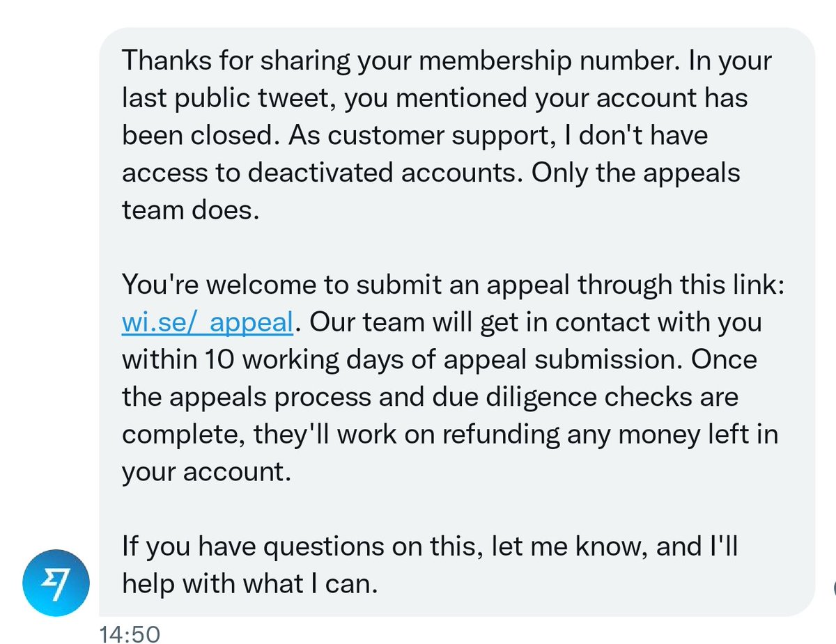 PutOutOfBiz's tweet photo. @Wise And surprise surprise, you can't tell us anything! I really did not see that coming. We are not interested in an appeal, we want nothing more to do with you, ever! Return our funds. Checks do not take 4 - 6 weeks. @financialombuds @kaarmann @TheFCA @Moneybox https://t.co/3HKeDgwrlU