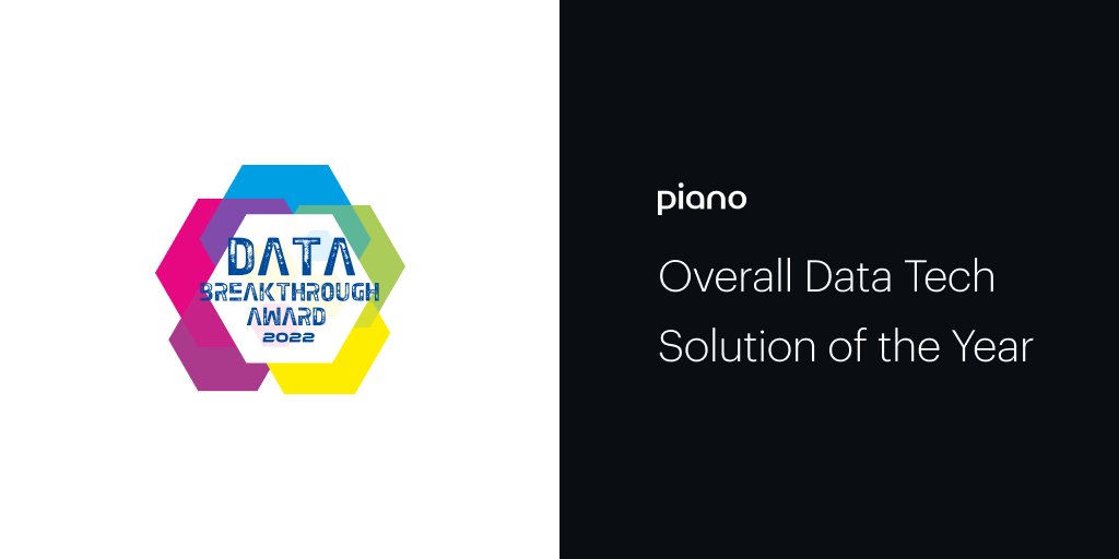 Teams need easy-to-use tools to unify their data, make it available in real time to stakeholders, and activate it to fuel both analysis and targeting.

We’re proud to be Data Breakthrough’s Overall Data Technology Solution of the Year: go.piano.io/3tD0Ck0