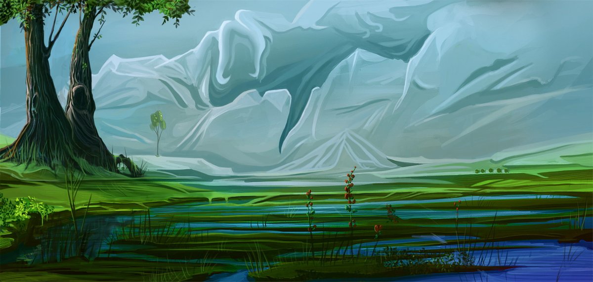 Vous préférez lequel de paysage? 
#art #ArtistOnTwitter #paysage #dessindujour