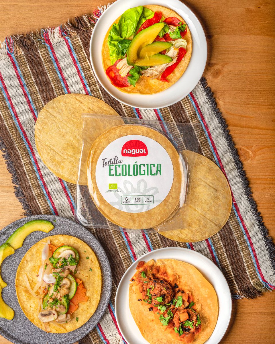 TortillasNagual's tweet photo. ¿#Comidaeco mexicana en casa? ¡Que no te falten las tortillas Nagual en su versión ecológica! 🙌🌱 Esta opción no falla: además de deliciosas y versátiles, son #glutenfree, bajas en grasas saturadas y no contienen azúcares añadidos. ¡Pruébalas con varios rellenos para tus #tacos! https://t.co/Hmhc3ZzeS0