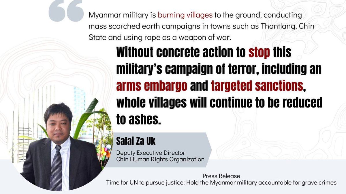YwayNoo's tweet photo. "The #Myanmar military is burning villages,conducting mass scorched earth campaigns in cities like #Thantlang, #Chin State,&amp; using rape as weapon of war,"Salai Za Uk @ChinHumanRights said. #2022Mar24Coup  #ICRC_HelpYouthActivists  #WhatsHappeningInMyanmar https://t.co/lqJgN9EMUU
