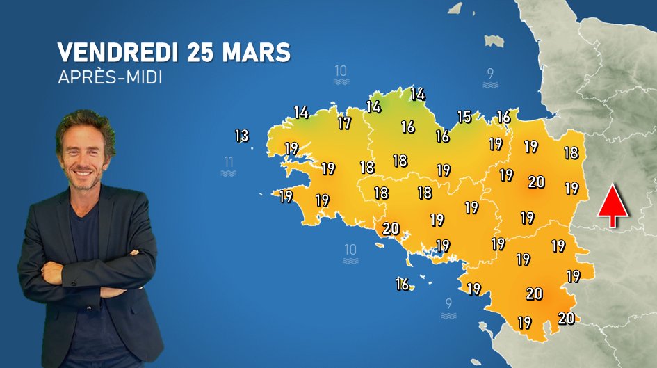 #Bulletin #Prévisions #météo #Bretagne 
La météo de votre vendredi 25 mars et la tendance en vidéo🎥
Profitons bien de ce week-end 😎!
Les détails ici en vidéo avec Sébastien DECAUX🔽
meteo.bzh/actualite/la-m…