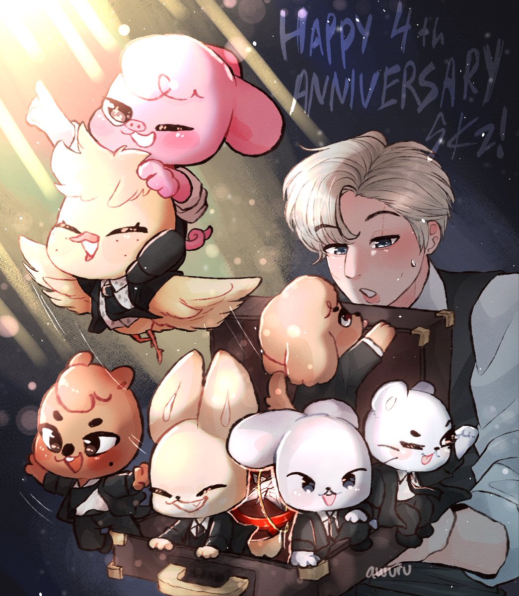 「Happy 4th debut anniversary Stray Kids!
」|awuru | comms full!のイラスト