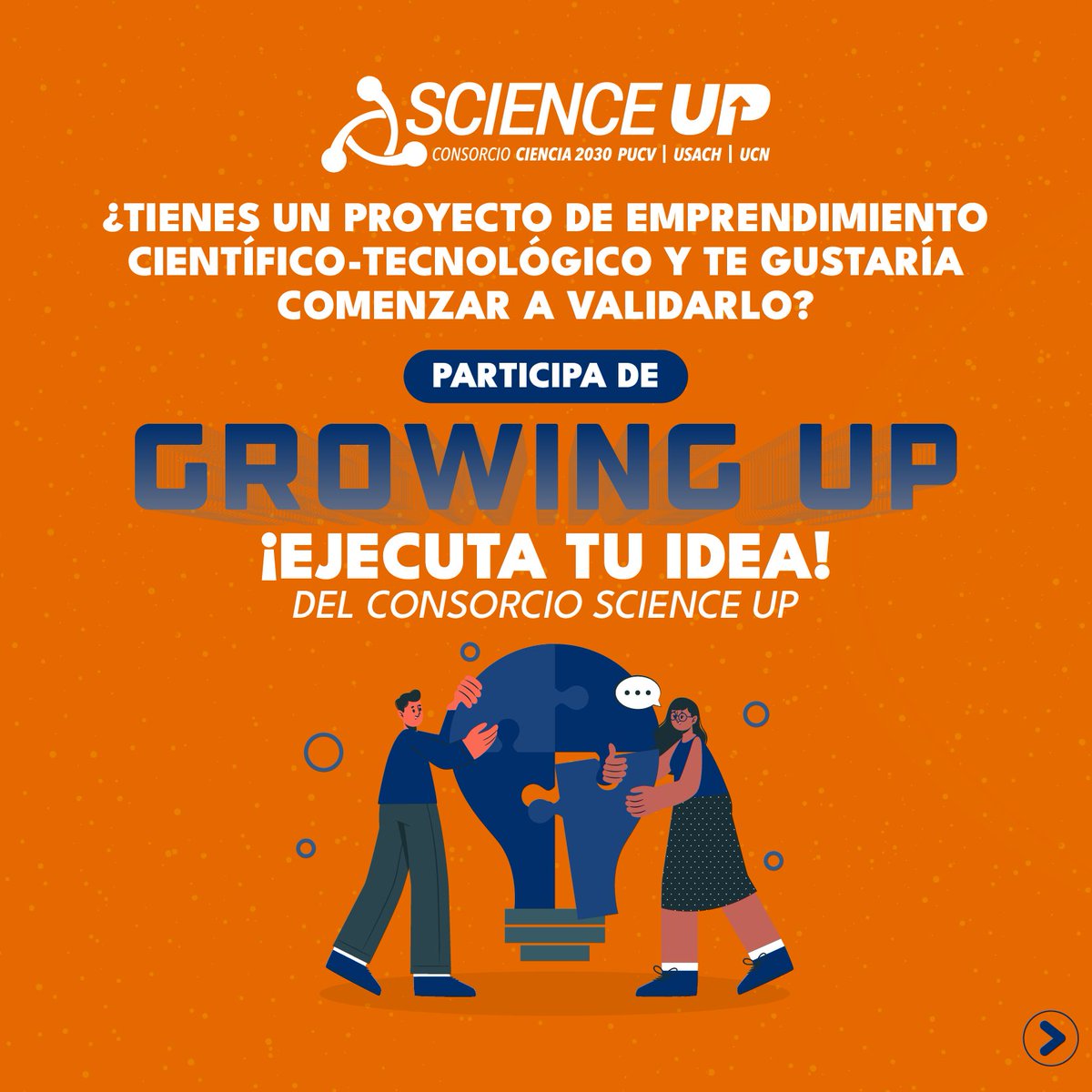 JuanEscrig's tweet photo. ✨¡Se viene #EjecutaTuIdea ! La segunda etapa del programa #GrowingUp de #ScienceUp. Postula tu proyecto de base científica-tecnológica y recibe financiamiento para hacer validaciones técnicas iniciales. ¡Podrás recibir hasta 1.000.000 de pesos 🤩! Info: https://t.co/jfpWR8Fkbb https://t.co/sihvZasKse