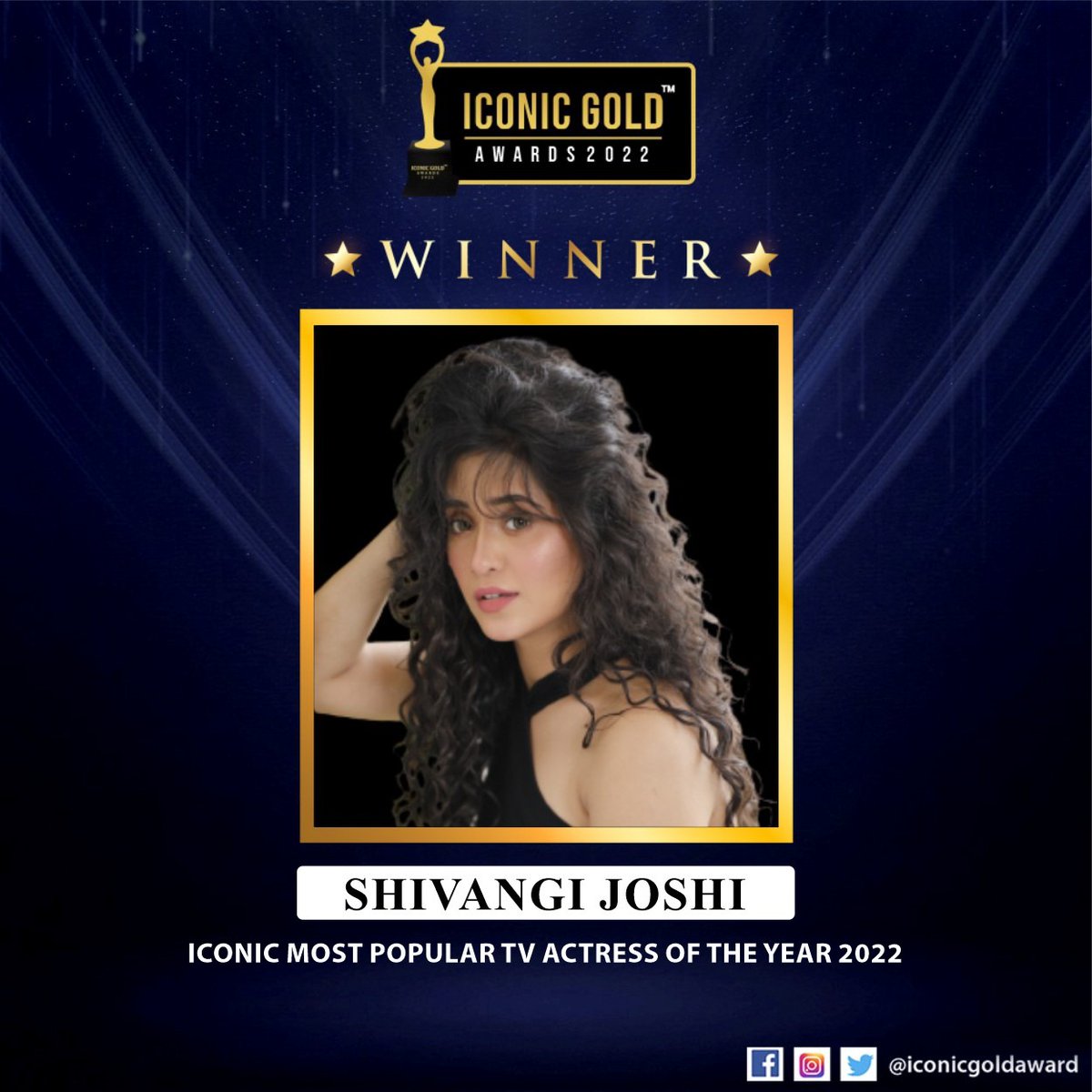 We feel extremely happy to announce that @shivangijoshi10 has won the Iconic Most Popular Tv Actress of the Year 2022. Our Heartiest Congratulations to you. It's an honor to felicitate you with this prestigious award at the #iconicgoldawards2022