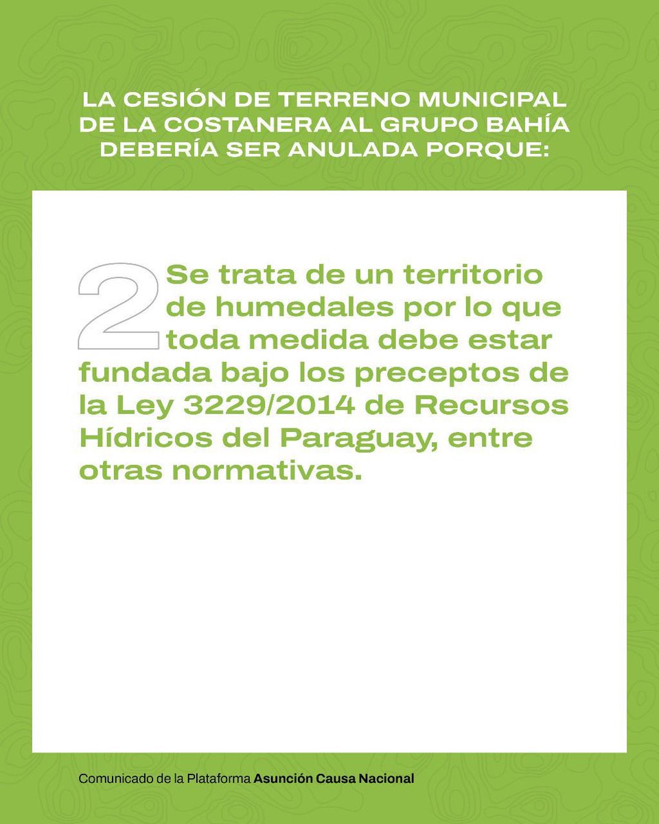 JohannaParaguay's tweet photo. 7 motivos para cancelar la concesión de tierra de la costanera al Grupo Bahía para una estación de servicio👇

👉Comunicado de Asunción Causa Nacional. https://t.co/IvrJnioZCw