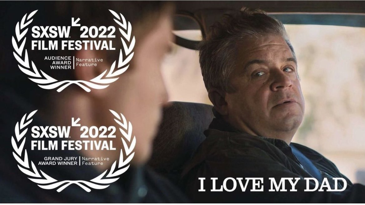 pattonoswalt's tweet photo. Did NOT see this coming when I signed on to produce and star in this scrappy little indie last year. Thank you @sxsw, thank you Hantz Films and THANK YOU @JamesMorosini! #ILoveMyDad https://t.co/aWL7iQfNhU