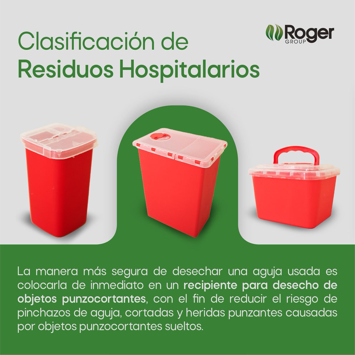 RogerGroup1's tweet image. ⚠️ Clasificación de Riesgos Hospitalarios. 
La manera más segura de desechar una aguja usada es colocarla de inmediata en un recipiente para desechos de objetos punzocortantes.

#rogergroup #punzocortantes #Contenedores