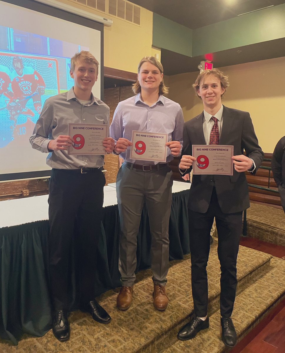 Congratulations to our three All <a href="/Big9Conf/">Big 9 Conference</a> Award winners!

Junior Zach Benson, Sophomore Gage Schmidt, and Senior Captain Gavin Brunmeier! 

#Family