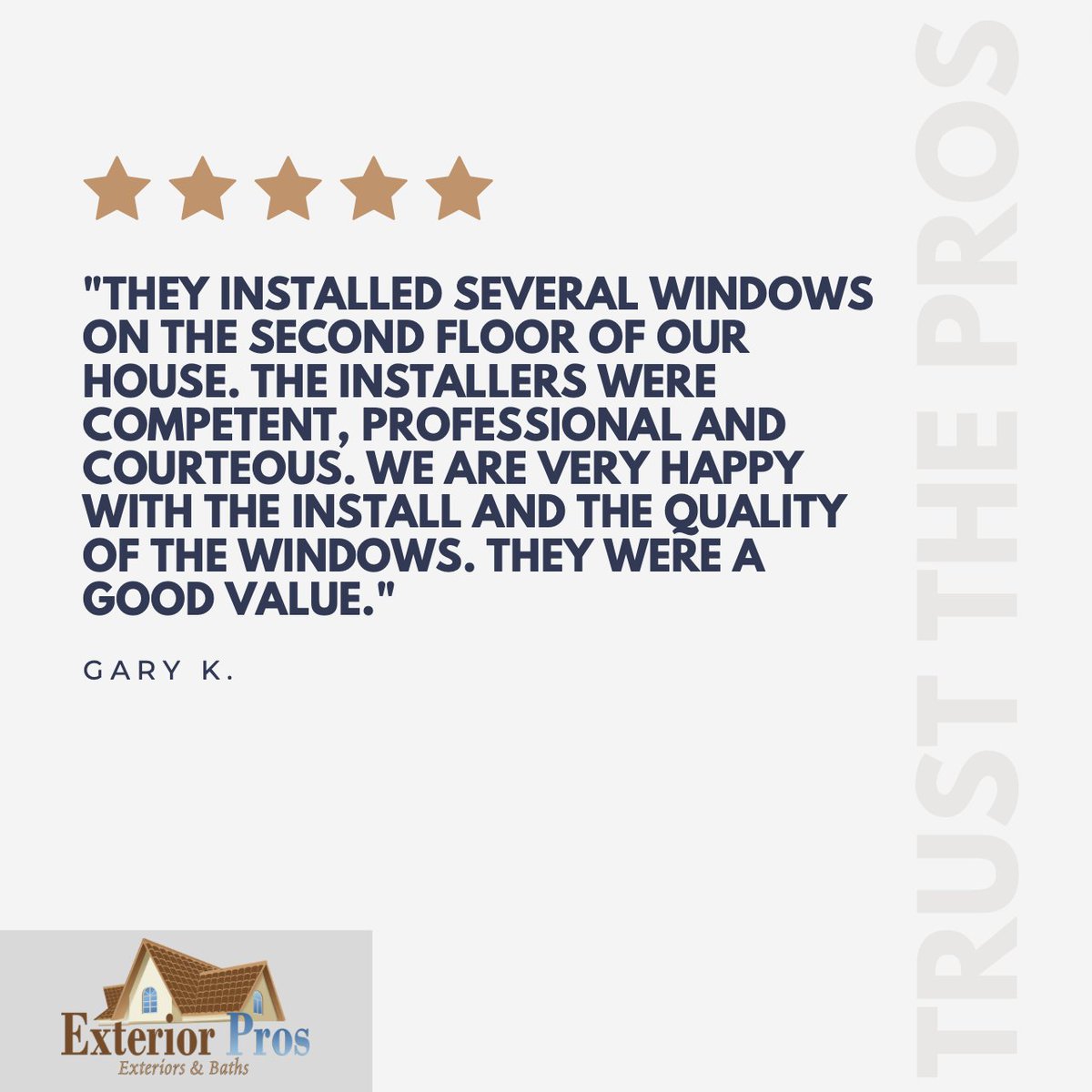 We are happy to offer both high-quality products and professional crews to install them. 🧰

Thank you, Gary, for sharing your experience with us!

#WindowInstall #HappyCustomer #Quality #Professionalism #ProViaWindows #GreatInstallations