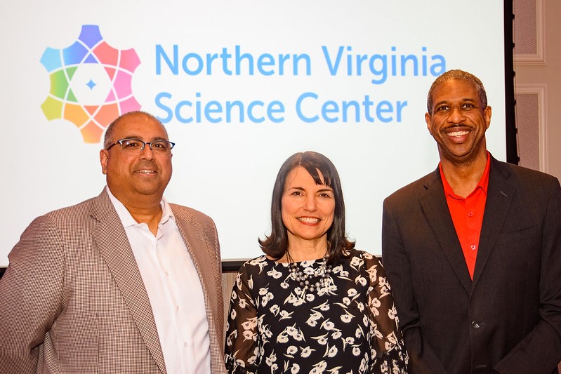 Thanks <a href="/HakeemOluseyi/">Hakeem Oluseyi</a> for inspiring everyone at the announcement of the Shrivastava Family as title partner of the Northern Virginia Science Center Helios Gallery. Ck out this great pic we snapped of <a href="/GeorgeMasonU/">George Mason University</a>  prof Dr. Oluseyi w/ @SumeetShri  &amp; <a href="/NeneSpivy/">Nene Spivy</a>.