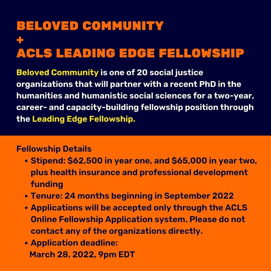 wearebeloved_us's tweet photo. Are you a recent humanities PhD committed to social justice and equity? Learn how you can use your skills to amplify, engage, expand and reimagine the world as a Leading Edge Fellow:
https://t.co/2y7ZIUrqKI
@ACLS1919
#leadingedgefellowship #acls1919 #BelovedCommunity https://t.co/FHi7NQygaa