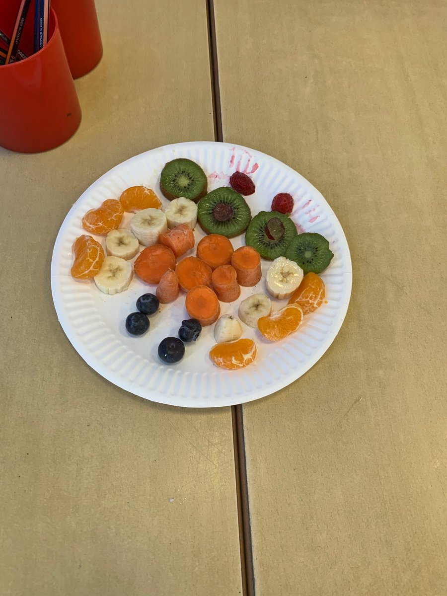 DeltaHatfieldW's tweet photo. Look at our healthy eating plates. We made them really colourful so that they were appealing to look at but most importantly, they were really tasty 😋 https://t.co/InJdsDB3m8
