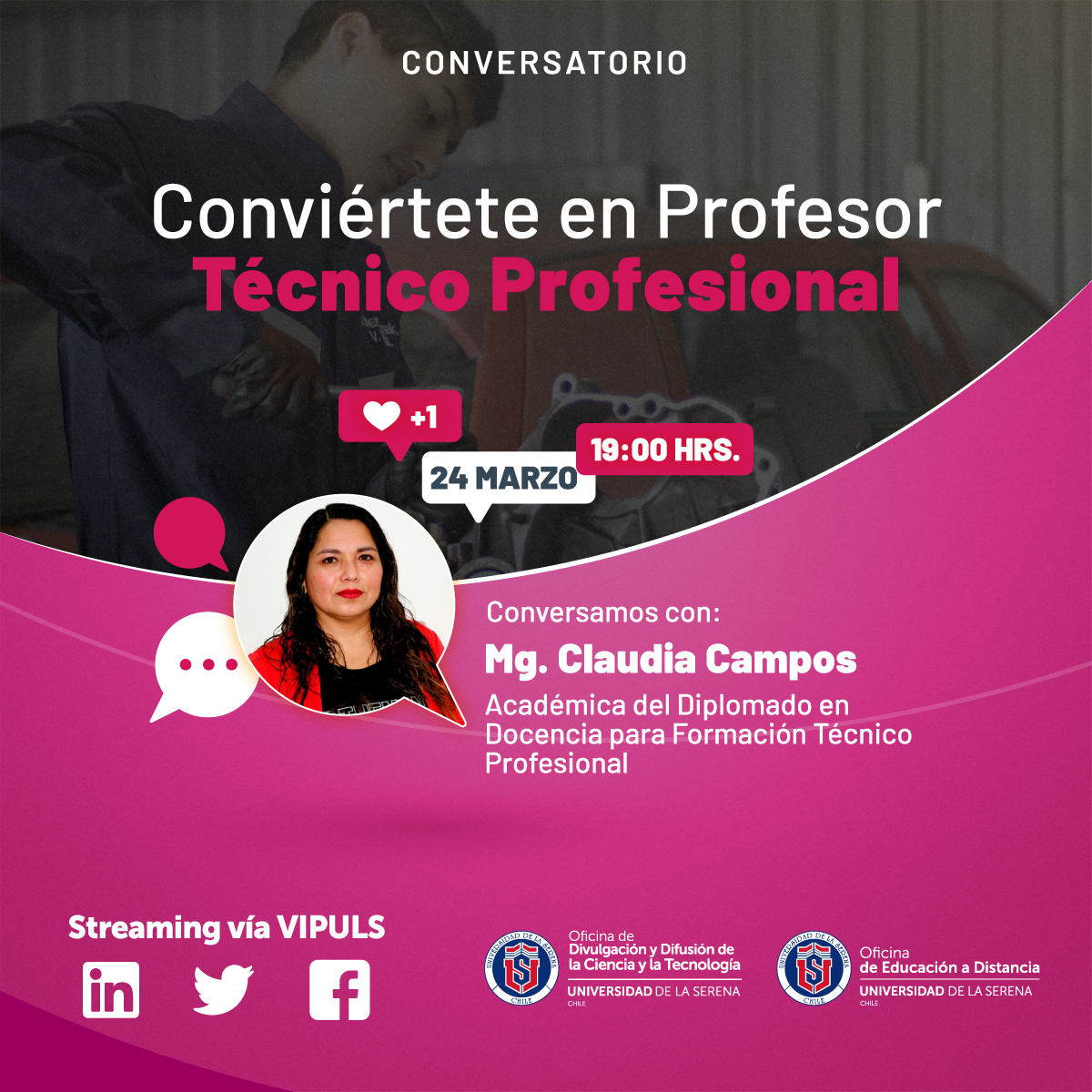 oeduserena's tweet photo. No te pierdas el conservatorio de hoy: 
💡Conversaremos sobre la diferencia entre las competencias de un profes@r con formación técnico profesional y un@ que aún no lo tiene.
📌Podrás participar activamente con preguntas y comentarios 
📌Inscríbete aquí: https://t.co/FVmg2TLlE9 https://t.co/9z3d12zBuP