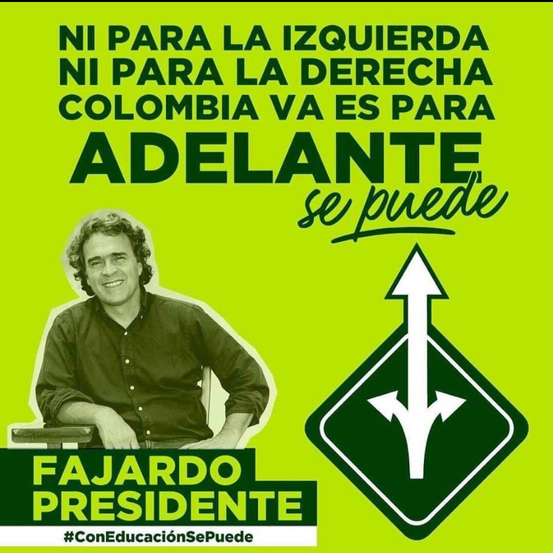Msinfronteras0's tweet photo. Quién me siga lo sigo, no groserías, no agravios, por un país en paz pujante y resilente. Mi voto es por @sergio_fajardo  que  Dios nos de la sabiduría para tomar buenas decisiones no desde el odio o el resentimiento sino desde el amor y el sentido común.💚
#NosSeguimosPorFajardo https://t.co/D6CHh1IUYc