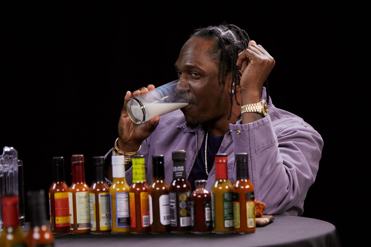 Sean Evans on X: "Here's Pusha T laughing thru the pain of it all on an all new Hot Ones https://t.co/8FtMX3jJG1 https://t.co/U69pQ3OBsa" / X