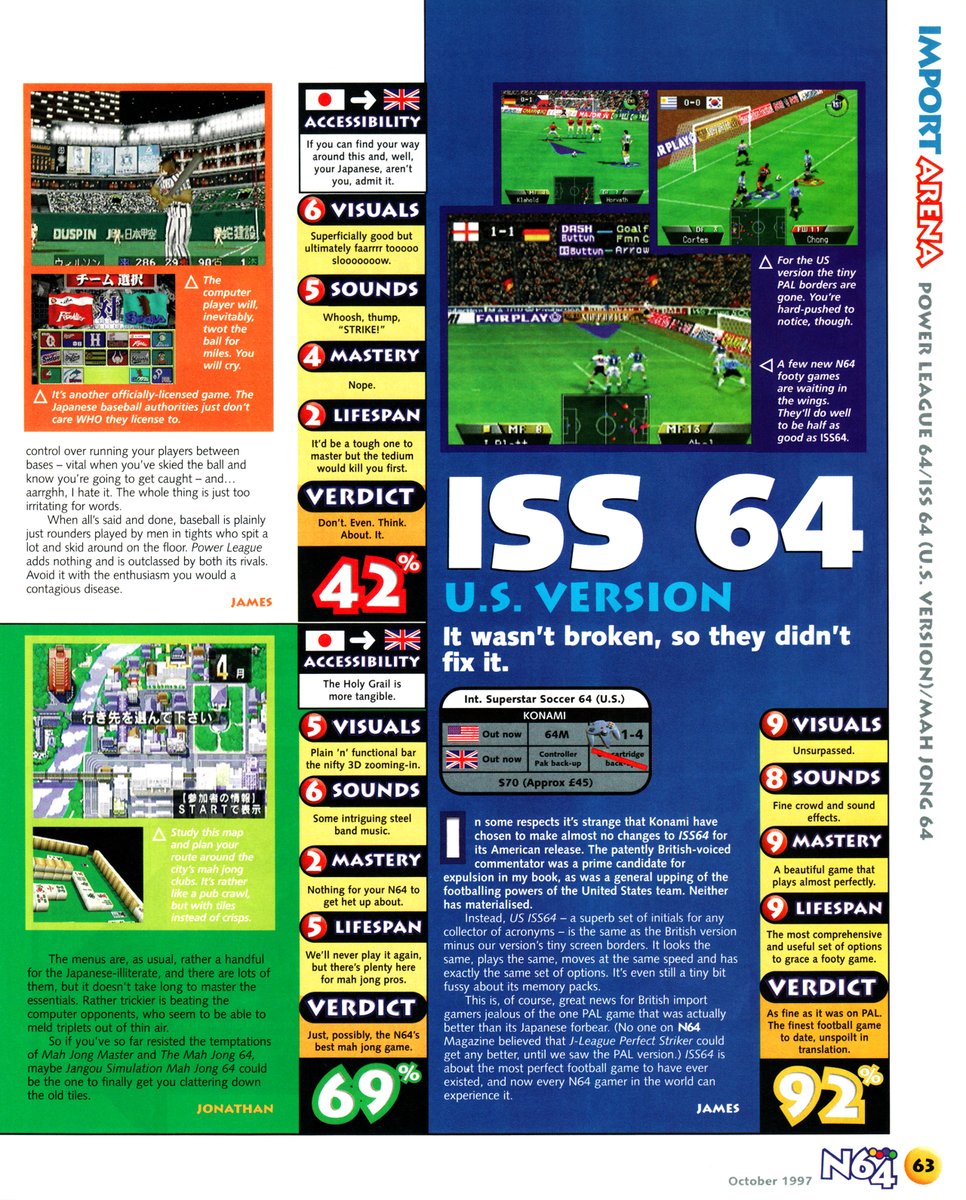 H_B_F_S_'s tweet photo. ⏪ From October '97, a half-pager on the US release of ISS 64.

Not much to report - still great.

#RetroISS #RetroGaming #N64 https://t.co/31m4Ld2T2j