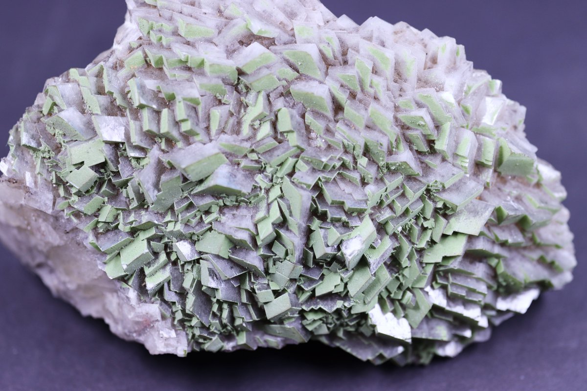 MuseumGeneve's tweet photo. [#MineralMonday] Cubes de calcite recouverts de #duftite, un minéral vert rare. L'échantillon provient de la mine de Tsumeb (#Namibie). La duftite n'a pas d'odeur (Duft en allemand se traduit par parfum) et porte le nom de Gustav Duft, ancien directeur de la mine de Tsumeb. https://t.co/S7BO0IgjNo