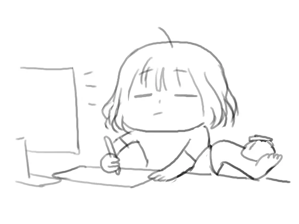 hurt my leg, so im drawing like this today 