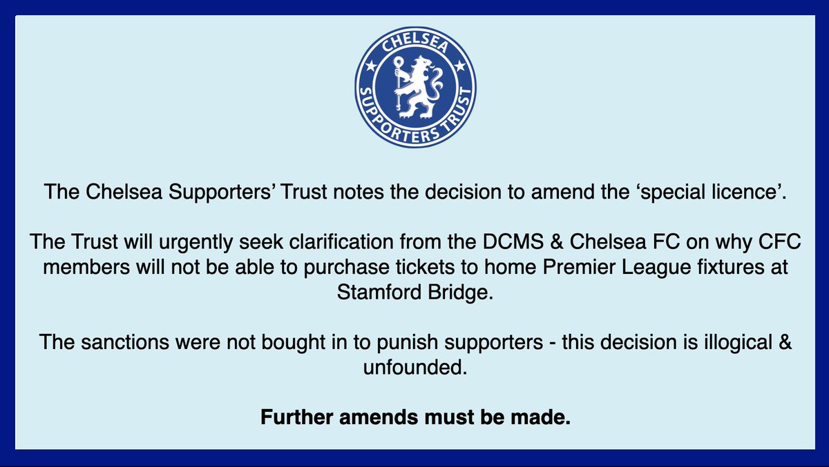 ChelseaSTrust's tweet photo. A Chelsea Supporters’ Trust statement. https://t.co/lHC2DbxxnA