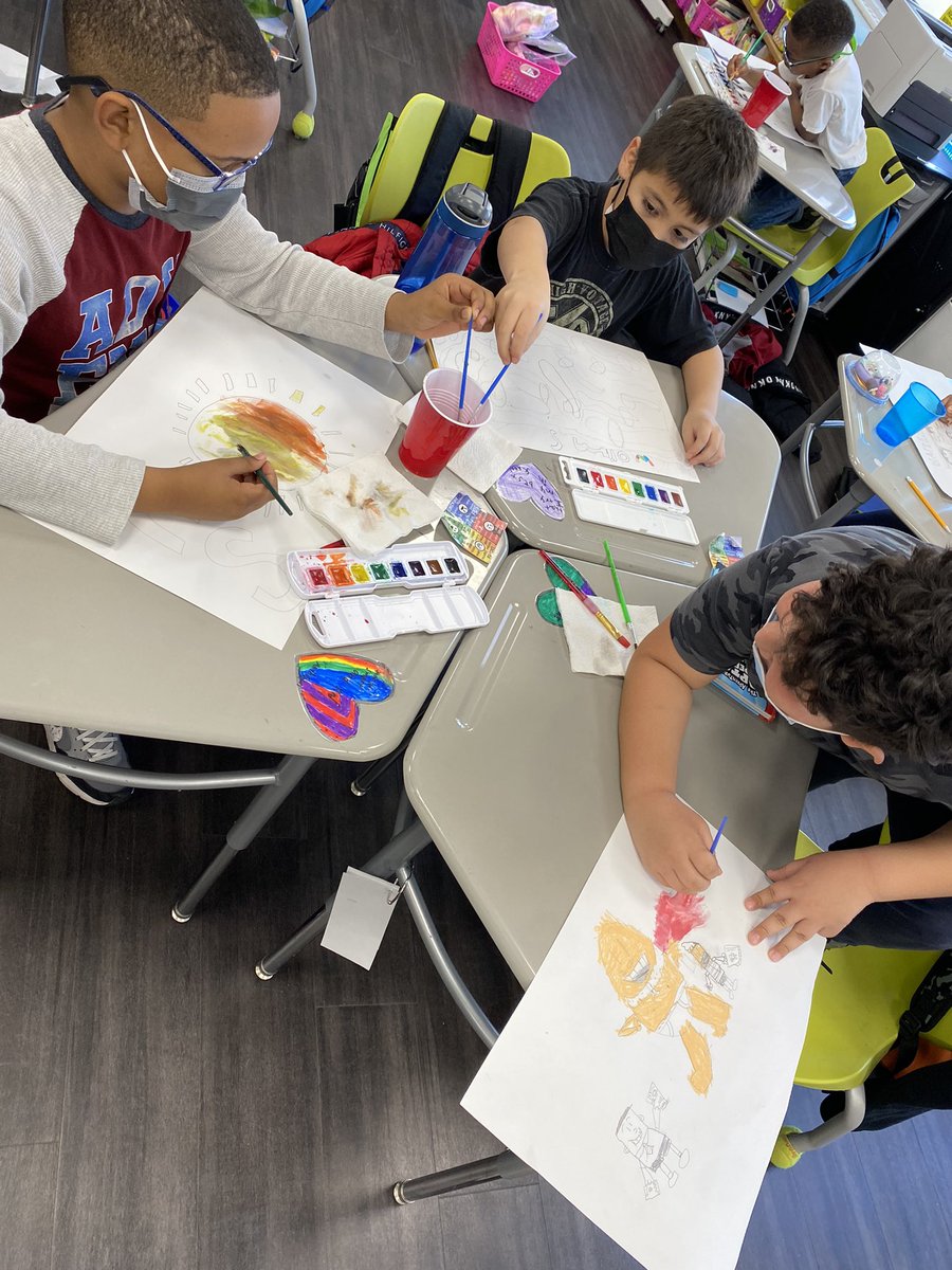 LaurenMaywald's tweet photo. Inspired by our own poetry to watercolor illustrations for our Spring bulletin board! #writersworkshop #poets #theyknowit #integratingart #2May @UnalKarakas2 https://t.co/qp4JzzRJM0