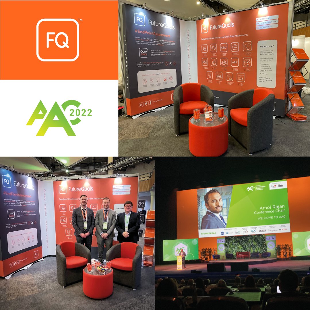 futurequals's tweet photo. We just want to say a huge thank you to the @FEWeek  team for having us at the Annual #Apprenticeship Conference this week and also thank everyone who stopped by the stand for a chat to discuss our End-Point Assessment opportunities.

#FEWeek #AAC #EndPointAssessment #EPA #EPAO https://t.co/U1KWfNVMjq