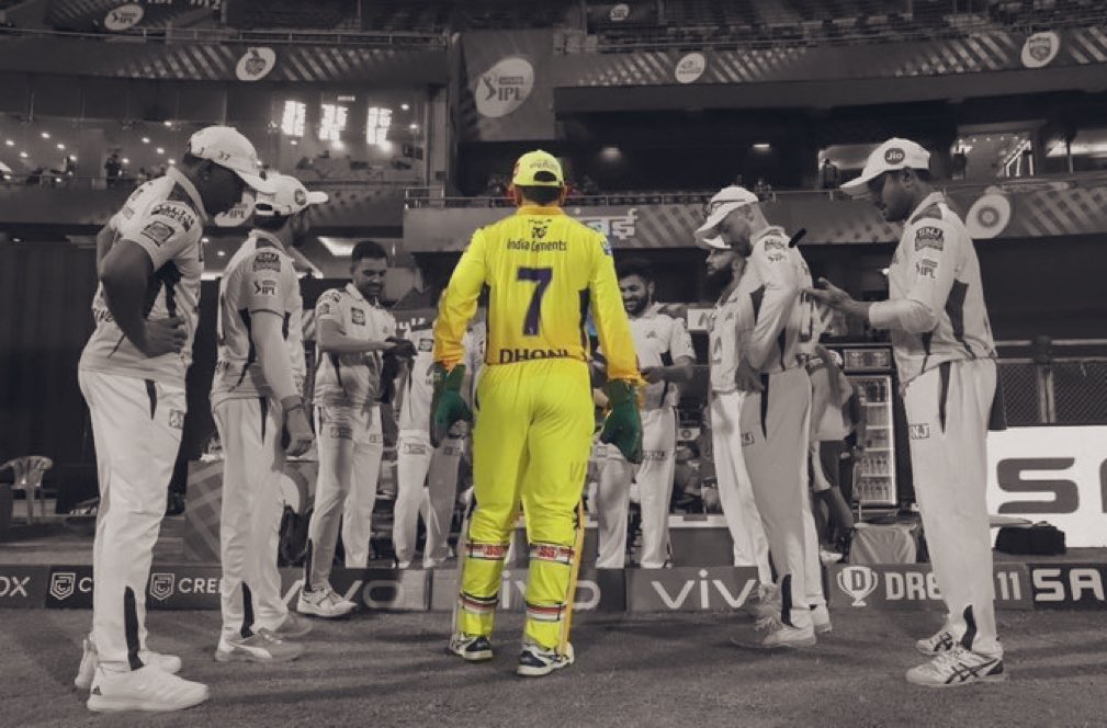 MusicThaman's tweet photo. It’s ok NO 7 !! WE LOVE U @msdhoni 

He is Still in the GAME 🔥 WILL LEAD FROM BEHIND THE STUMPS 🏆 

@imjadeja ⭐️ @ChennaiIPL 💪🏼 https://t.co/9AHSmF3Eoo