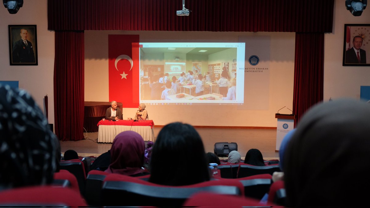KonyaAdemNeu's tweet photo. "Yurt Dışı Öğretmenlik İmkanları ve Erasmus+ Fırsatları" programımızı @dr_ibrahimcetin'in moderatörlüğünde, kıymetli hocalarımız  @sezerkizilates , @esmakizilates ve @suleedag'ın sunumlarıyla gerçekleştirdik. Katılımlarınızdan dolayı teşekkür ediyoruz. ✨ https://t.co/a3nMOxBfLk