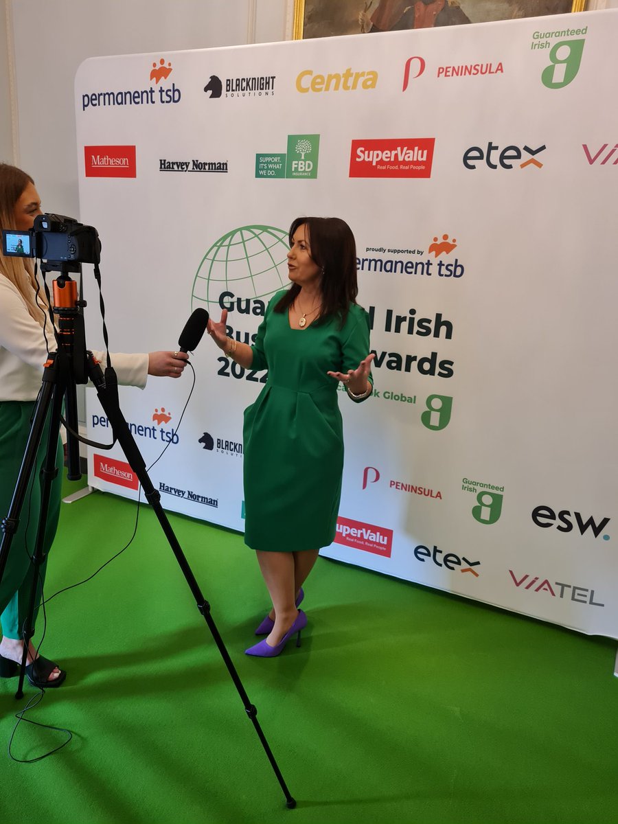 Brid O'Connell CEO of Guaranteed Irish talks the exciting day of awards ahead on the #GreenCarpet #GuaranteedIrishBusinessAwards