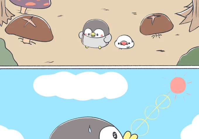 ペンギンとキノコ帽子 